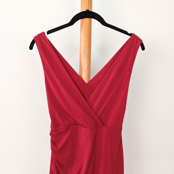 BCBGeneration Shirred Asymmetric Matte Jersey Cocktail Dress in jester red - Picture 3 of 8